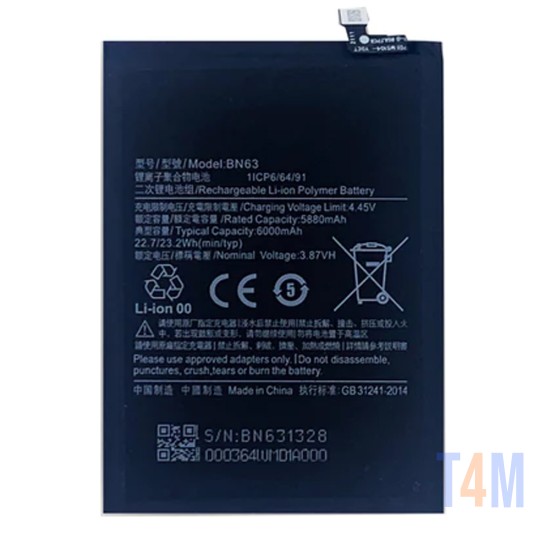 Bateria BN63 para Xiaomi Redmi 10/Redmi 10 Prime 6000mAh